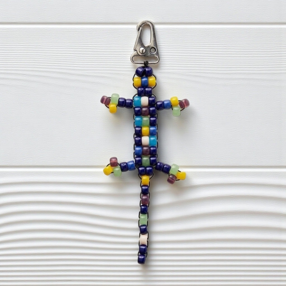Free People Bag Charm Keychain Beaded Lizard Y2K Rare NEW NWT